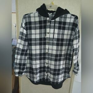No Boundaries Black and White Plaid Hoodie
